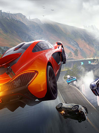 Promotional image of vehicles in mid-air in Asphalt 9: Legends