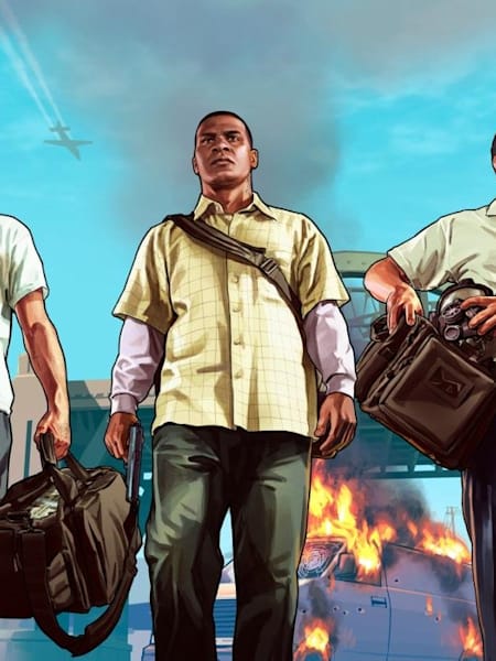 The three central protagonists of Grand Theft Auto V