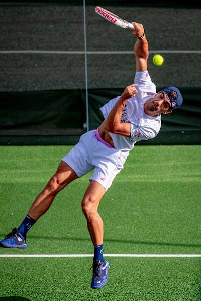 Juan Lebrón Chincoa hits a smash shot during the Reserve Cup in Marbella, Spain in September 2025.