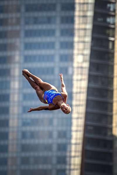 In 2024, Rhiannan Iffland dives from Sydney's towering platform