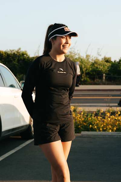 Eileen Gu post-run at the Wings For Life World Run in San Francisco