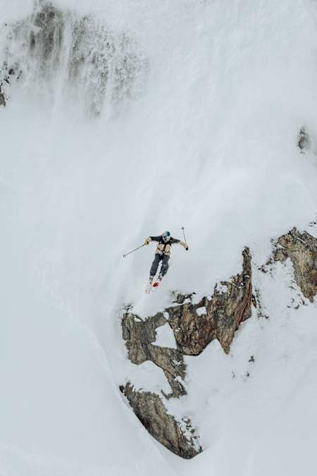 Hunter Henderson performs at the Red Bull Snow Backcountry Camp in Revelstoke, BC Canada on March 31, 2024. 
