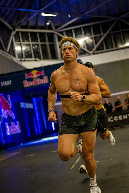 Hunter McIntyre seen during the Pro Doubles at the Hyrox Major in Amsterdam, Netherlands on October 12, 2024.