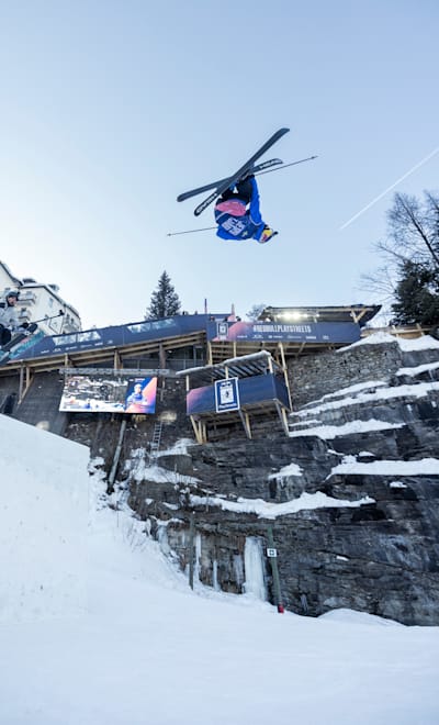 Jesper Tjäder performs at Red Bull Playstreets in Bad Gastein, Austria on February 10, 2023