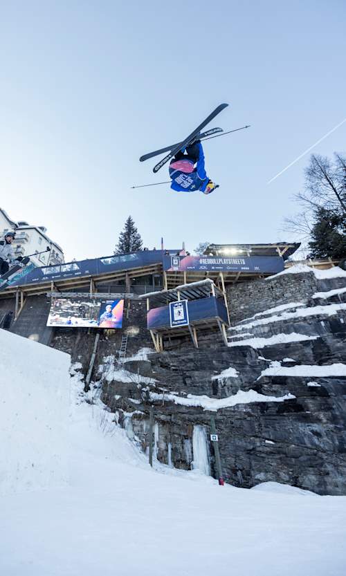 Jesper Tjäder performs at Red Bull Playstreets in Bad Gastein, Austria on February 10, 2023