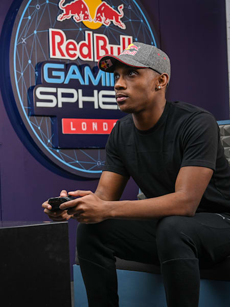 Manchester City FIFA player Ryan Pessoa poses for a portrait during a practice session in the Red Bull Gaming Sphere, London, United Kingdom on November 19, 2019.