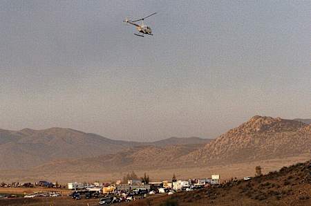 A helicopter keeps an eye on the drivers taking part in the Baja 500 in 2007.