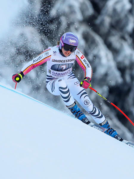 Viktoria Rebensburg racing in Garmisch-Partenkirchen, Germany.