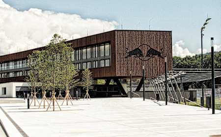 Exterior of the Red Bull Academy in Liefering, Salzburg, Austria.