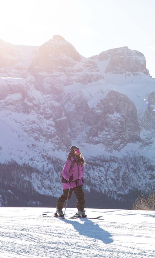 Freeski Arianna Tricomi is seen in the Dolomites, Italy on February 17, 2021