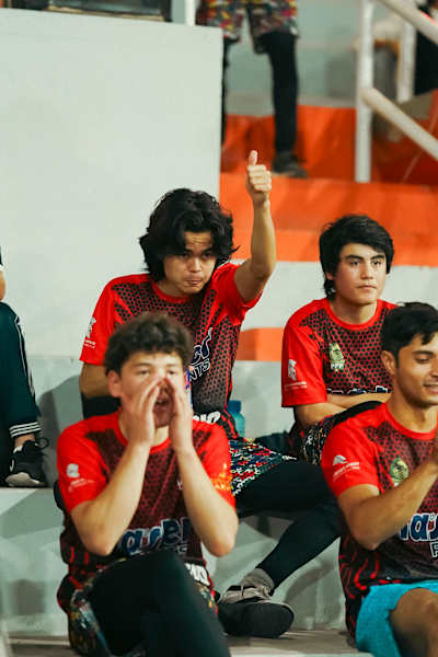 Participants cheering on their competitors