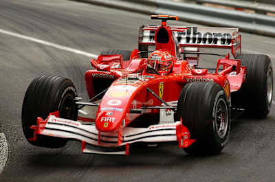 Michael Schumacher driving his Ferrari F1 at the Monaco Grand Prix