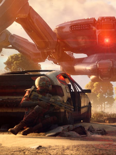 Ein ARC-Roboter bedroht Überlebende an der Oberfläche – eine der vielen Gefahren in ARC Raiders.