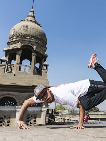 Bboy Lilou, one of the five judges of the Red Bull Bc One Cypher India in the spice market of Old Delhi, India on march 17th, 2018
