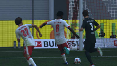 A player from RB-Leipzig shortly before a shot on goal in FC 26.