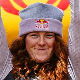 Gracey Hemstreet on the womens podium at  Red Bull Hardline in Maydena Bike Park,  Australia on February 8, 2026.