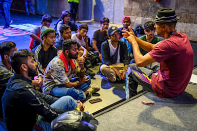 MC Amjad conducts a workshop on the Culture of Breaking during the Red Bull BC One Camp, ahead of the World Final at Famous Studios in Mumbai, India on November 9, 2019