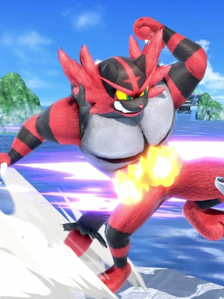 Little Mac getting smashed off the stage by Incineroar in Smash Bros. Ultimate.