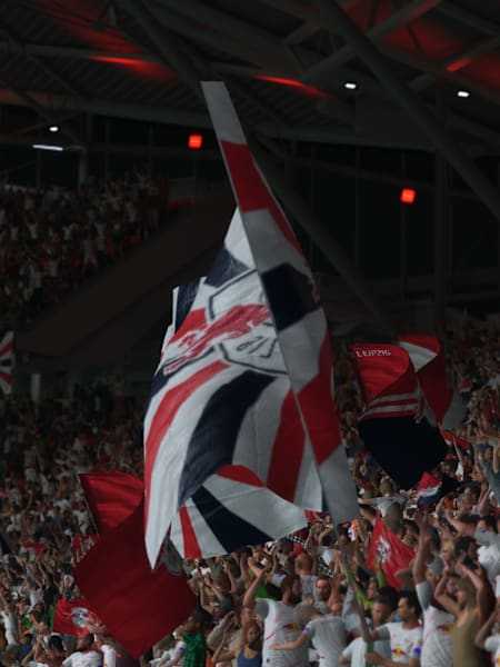 Virtuelle Fahnenshow in der Red Bull Arena von RB Leipzig