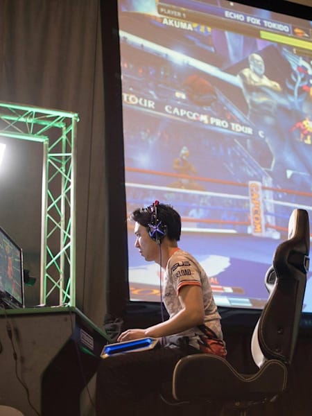 A photo of Tokido competing in the finals of Final Round 2018 in Atlanta, GA, USA.