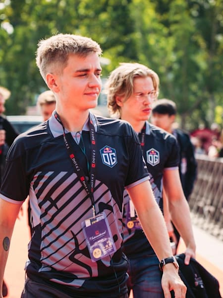 OG enter the arena at TI9 in Shanghai, China.