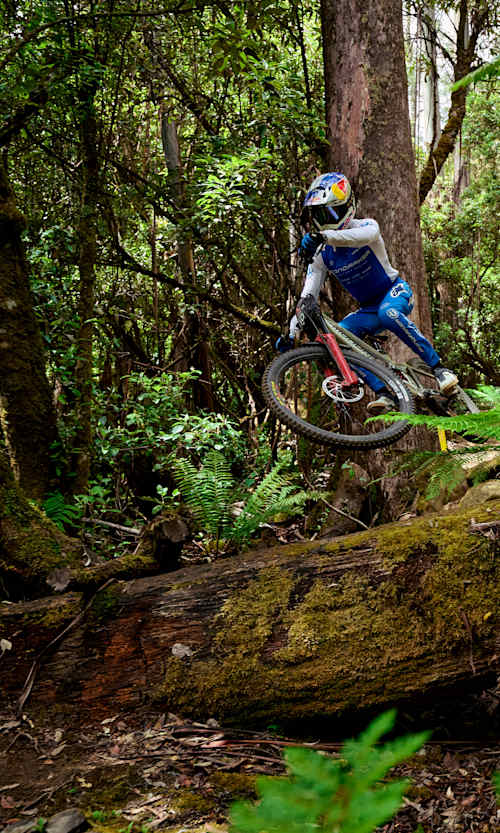 Ronan Dunne performs during practice at Red Bull Hardline in Maydena Bike Park, Australia on February 05, 2026.