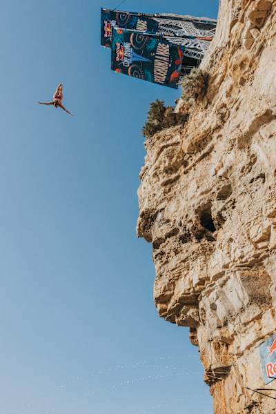 Canada's Molly Carlson competes in the Red Bull Cliff Diving World Series in Italy on June 30, 2024.