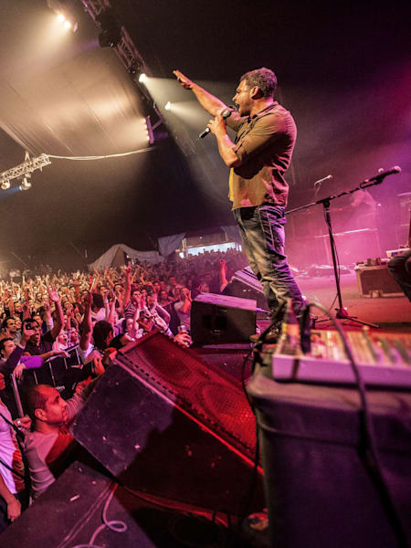 Wust El Balad perform at the Red Bull Soundclash 2013 in Cairo, Egypt.