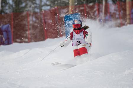 Anri Kawamura during FIS Freestyle Competition in Val Saint-Côme, Canada on January 27, 2023. 