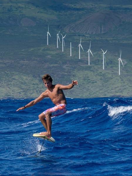 Kai Lenny's downwind journey on a hydrofoil.