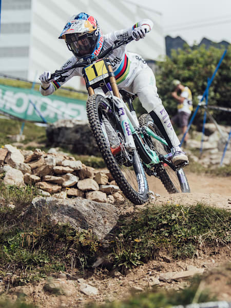 Myriam Nicole performs at UCI DH World Cup in Lenzerheide, Switzerland on September 4, 2021.