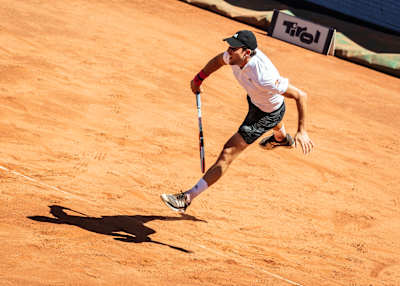 Dominic Thiem performs during THIEMs 7 in Kitzbühel, Austria on July 7, 2020