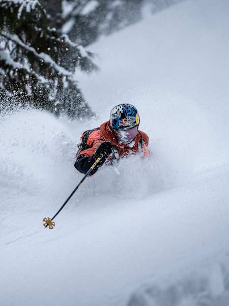 Logan Pehota backcountry skiing on March 24, 2025 in Revelstoke, Canada 