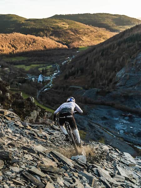 Gee Atherton rides down The Slate Line in Wales.