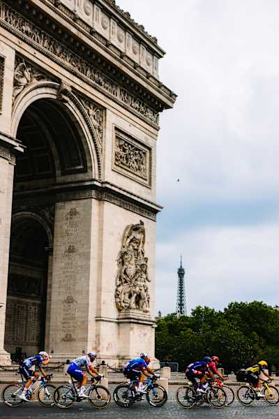 Red Bull - BORA - hansgrohe on the Champs Elysees at the end of the Tour de France 2025.
