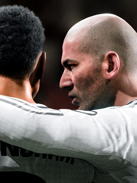 Jude Bellingham and Zinedine Zidane in EA Sports FC 25.