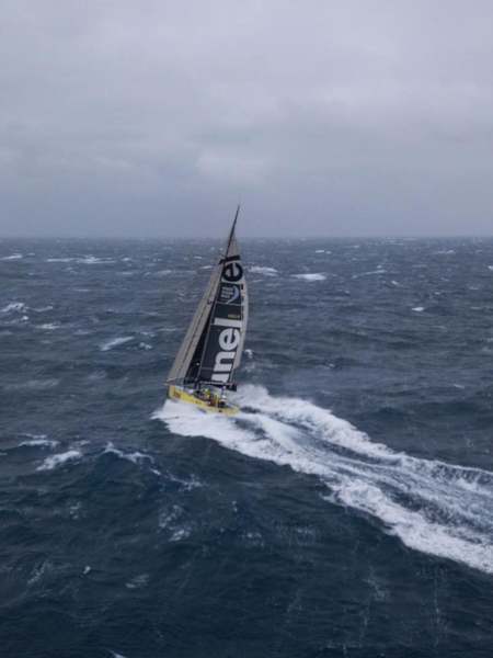 Team Brunel sending it in over 30 knots, as seen by a drone, in the Southern Ocean.