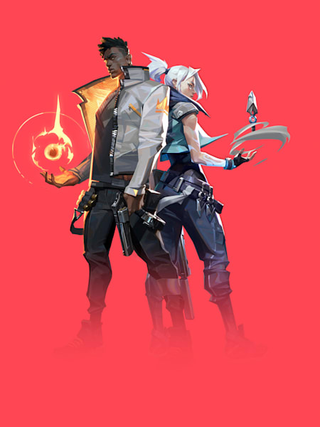 The characters Phoenix (left) and Jett from the game Valorant.