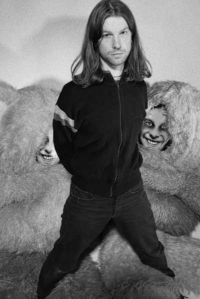 A photo of electronica artist Aphex Twin (Richard D James) with his famous teddy bears, circa 2000.