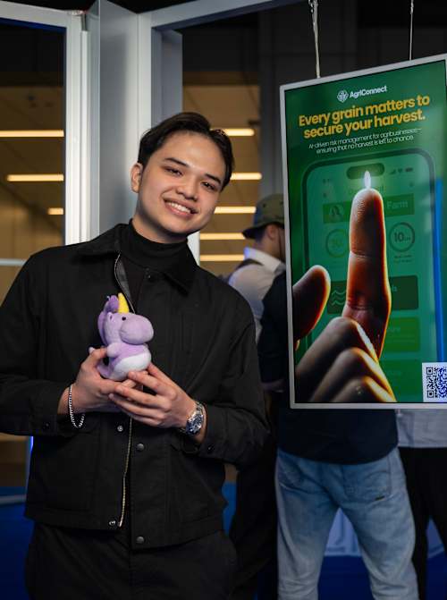 Aldrin ‘Soj’ Sojourner Gamayon of the Philippines showcases AgriConnect in the Idea Gallery of the Red Bull Basement World Final in Tokyo, Japan on December 5, 2024.