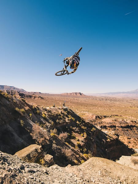 Andreu Lacondeguy rides during Red Bull Rampage in Virgin, Utah, USA on 25 October, 2019.