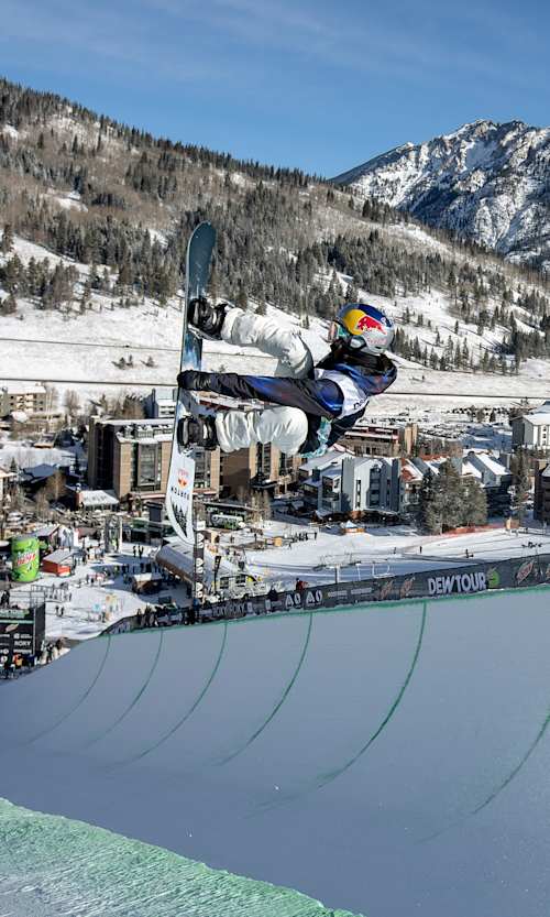 Mitsuki Ono airs and grabs at the Dew Tour at Copper Mountain, USA, on December 16, 2021.