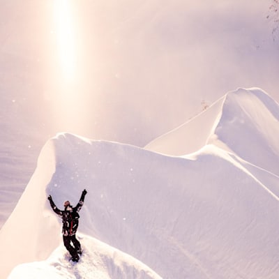 Travis Rice sizes up a ridge during the shoot for snowboarding movie The Fourth Phase.