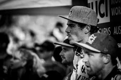 Loic Bruni sat on the hot seat waiting for Troy Brosnan to come down.