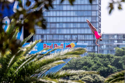In 2024, Nelli Chukanivska dives at Red Bull Cliff Diving event