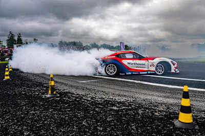 Piotr Wiecek performs  during the Round 4 of Drift Masters European Championship in Kildare, Ireland  on  June 29, 2025. 