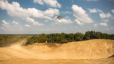 Tyler Bereman riding at Red Bull Imagination 2021 in Fort Scott, Kansas