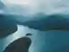 Views over forested mountains and lakes in Patagonia.