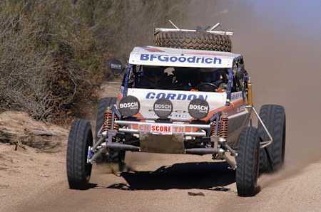 Robby 'Baja Bob' Gordon races his BF Goodwrench off-road vehicle at the Baja 1000.