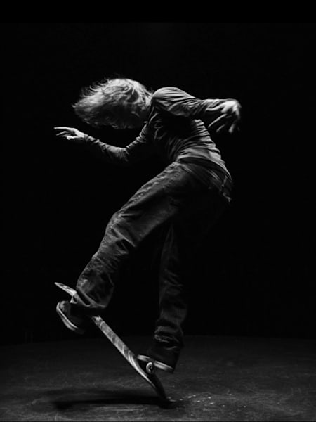 Skateboarder Rodney Mullen seen during the fiming of Revolution